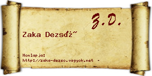 Zaka Dezső névjegykártya
